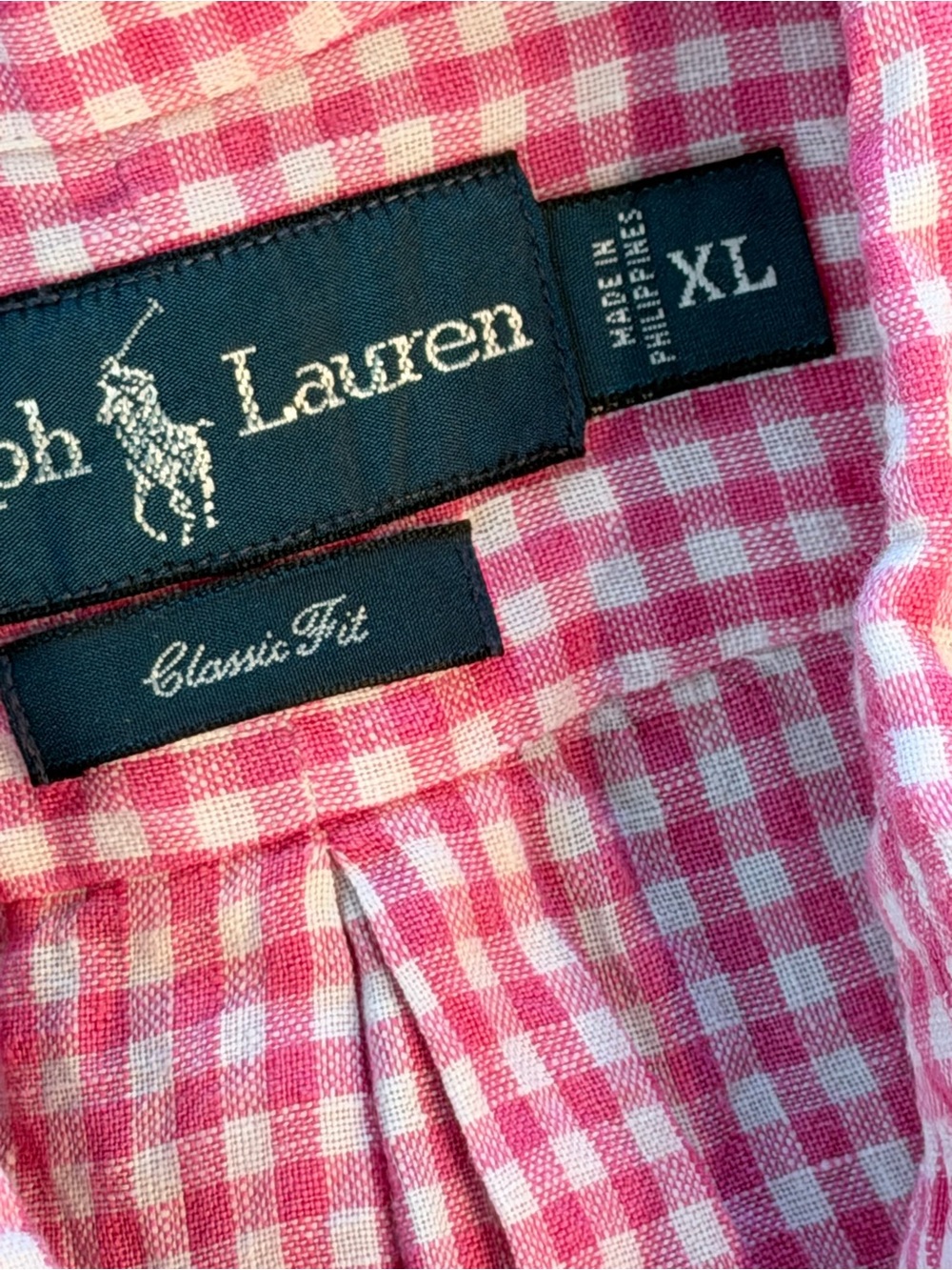 Polo Ralph Lauren Classic Fit Linen Shirt Mens XL Pink White Gingham. - Picture 4 of 4